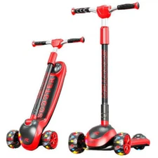 3 Wheel Children's Scooter With Led Lights Foldable Adjustable Ages 4-12 Years T