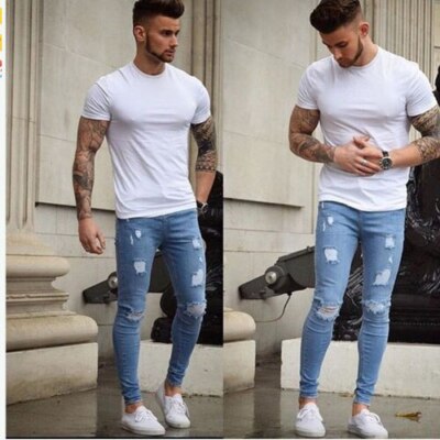 High Quality New Frayed Slim Jeans