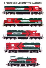 Locomotoras Ferromex rojas y verdes 5 imanes de Andy Fletcher