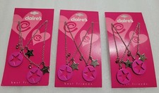 CLAIRE  S FRIEND  S FOREVER BESTIE Pink Enamel Stone NECKLACES Silver TONE 3 2PKs