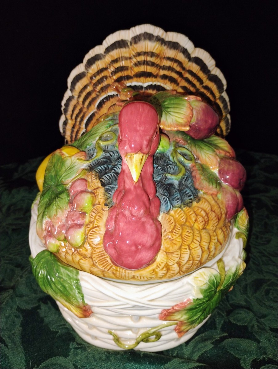Fitz And Floyd Festive Turkey Vegetable Bowl / Tureen Gourmet