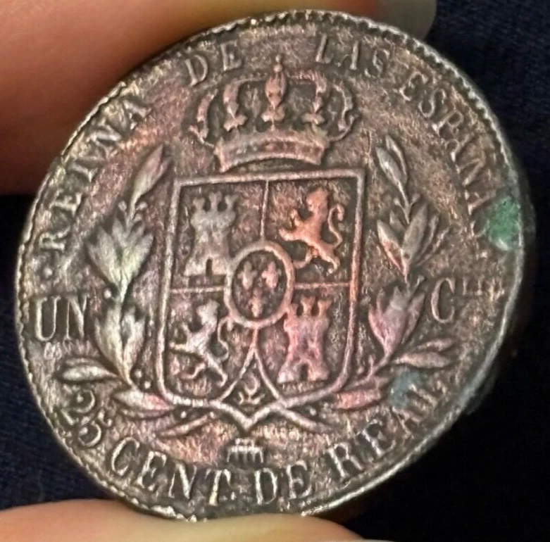 1860 SPAIN 25 CENTIMOS DE REAL ESPANA WORLD COIN - Image 4 of 4