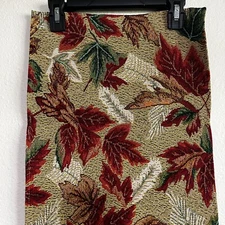 Vintage Tapestry Table Runner Autumn Fall Leaves Orange Red Yellow 12x68