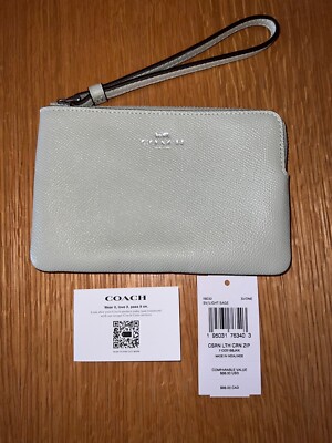 Coach Handgelenktasche Handtasche Tasche grau Leder Logo UVP 95 £ neu original portofrei Tasche