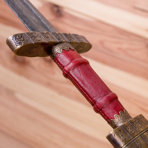 Hand-Forged Vicking Sword With Red Leather Scabbard _ Medieval Replica - Picture 14 of 15