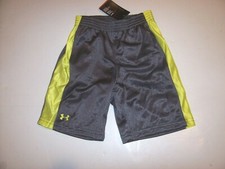 NEW Under Armour sz 2T elastic waist shorts baby boy gray neon yellow