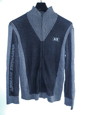 Armani Exchange Full zip Cardigan Sweater Gray/Black Size M Men's