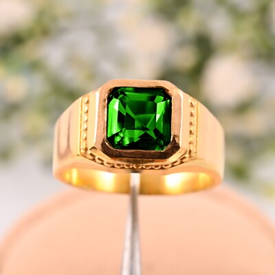 天然エメラルドリング 925 emerald ring gold Lab Created Emerald AAA Quality Ring 925 Sterling Silver Gold