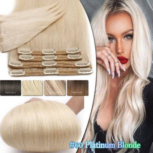 175g++ 8pz SPESSA Clip In Real Remy Extension Capelli Umani Testa Piena Doppia Trama - Foto 42 di 56