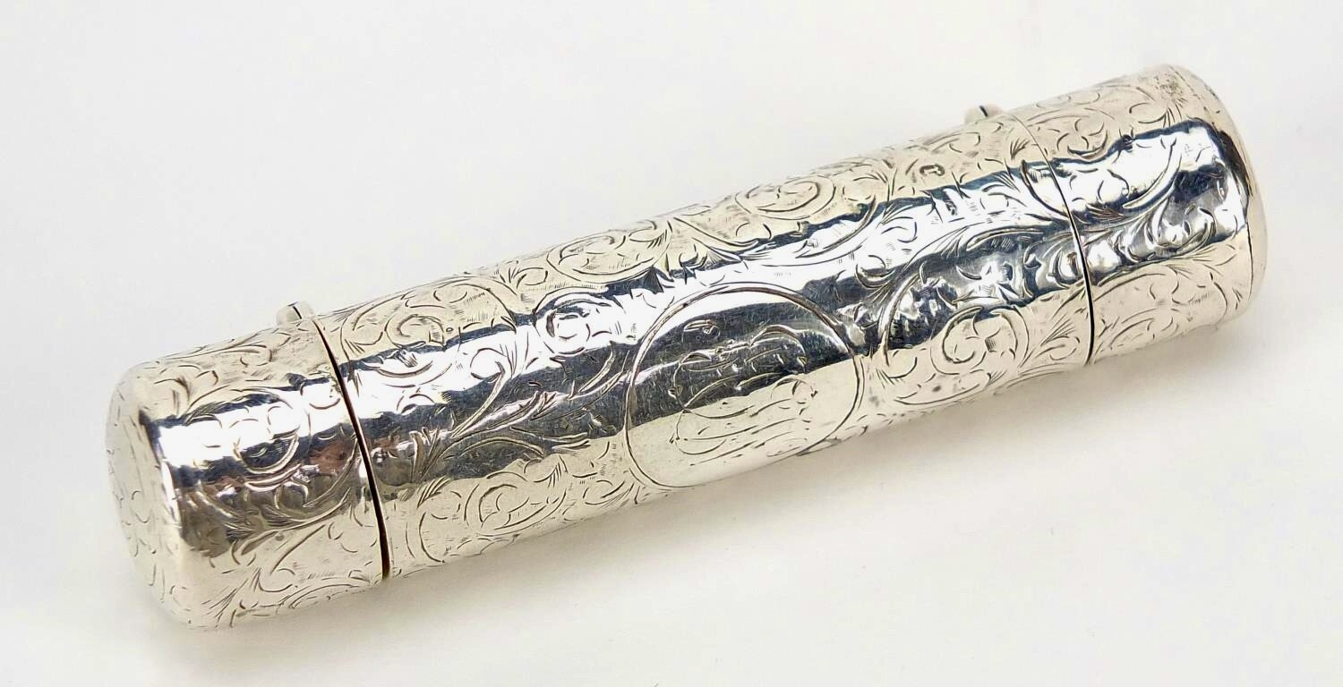 ANTIQUE STERLING SILVER VINAIGRETTE PERFUME SCENT BOTTLE 2-SIDED VERY RARE