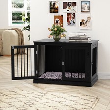 Medium Wooden Furniture Style Dog Crate w/ Double Door, Indoor End Table