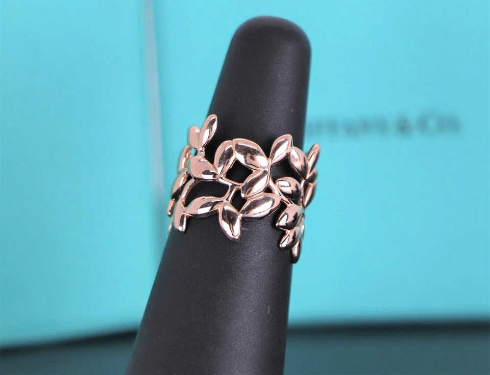 $2750 Tiffany & Co. Paloma Picasso Oro Rosa 18K Hoja de Olivo Cóctel Anillo Banda 6 Foto 4 de 4