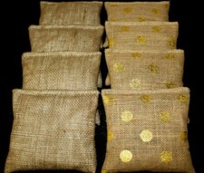 GOLD Dots Burlap Natural Canvas Wedding 8 ACA Regulation CornHole Game Bags