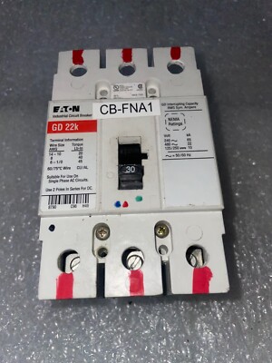 EATON--GD 22k 30 ampères disjoncteur industriel --D'OCCASION EATON--GD 22k 30 ampères disjoncteur industriel --D'OCCASION