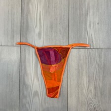 Vintage Victoria's Secret Orange Purple Mesh V-String Thong Panty Y2K NWT Small