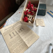 Drueke Chess pieces ( full set) original box & papers.