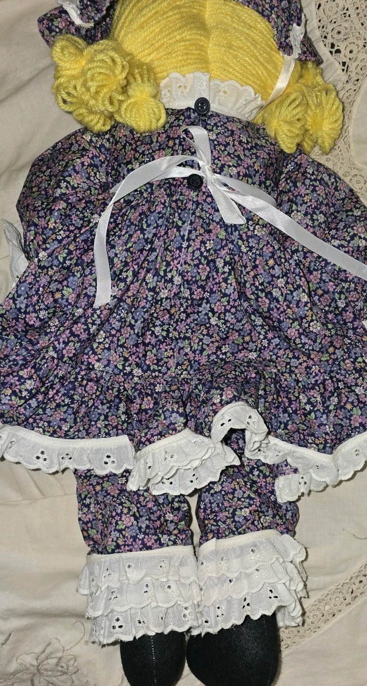 Vintage 80's Little Boy Blue & Goldilocks Cloth Rag Dolls matching set folk