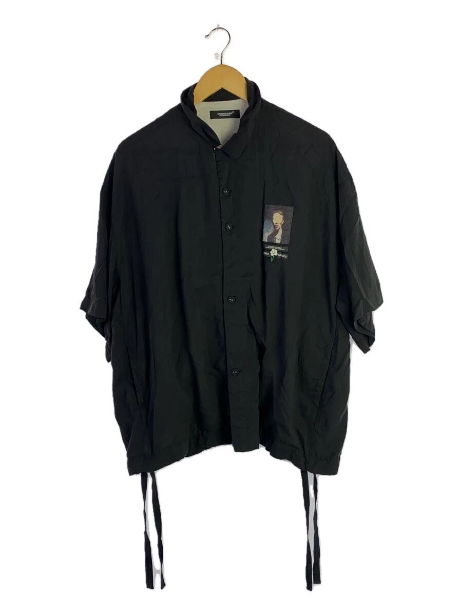 Camicia UNDERCOVER 25ss manica corta 2 rayon BLK UC1E4401 2 targhette posteriori sfilacciate
