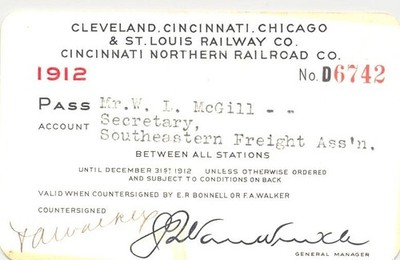1912 Big Four Railroad - Cleveland Cincinnati Chicago St Louis Eisenbahnpass