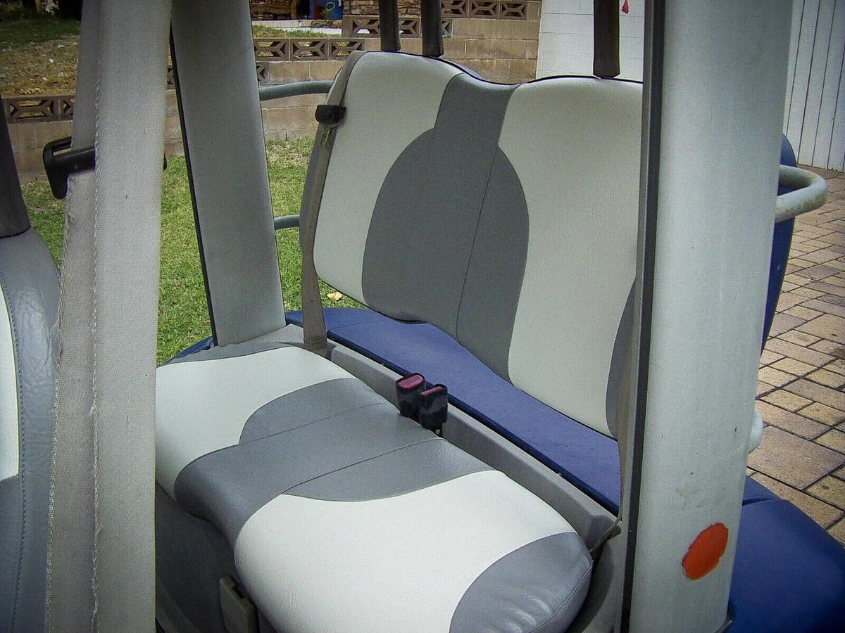 blue 2002 Think Neighbor golf cart - back seat