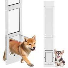 Dog Door for Sliding Glass Door with Magnetic Plastic Flat, Sliding Pet Doggi...