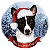 Holiday Pet Gifts Basenji Black/White Dog Santa Hat Porcelain Ornament