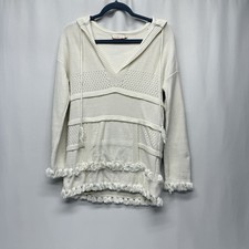 Tory Burch Women's Cotton Long Sleeve Knitted Hoodie White XS