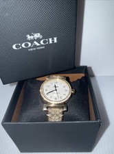 COACH Watch NEW in Box Women's Madison Brown Monogram Logo Crystals