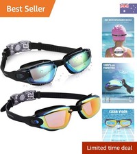 2-Pack Kids Swim Goggles with Anti-Fog & UV Protection - Leak-Proof Design