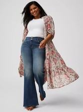 Torrid Chiffon Tiered Maxi Kimono Duster Cosette Jaco Sandstone Size 3 NWT