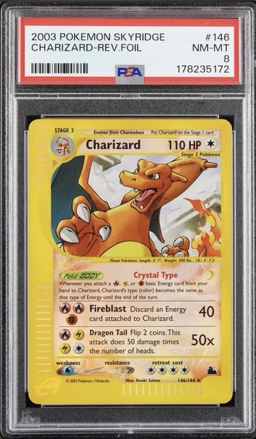 Charizard Skyridge 2003 Reverse Foil/Holo 146/144 PSA 8 Pokemon TCG - NEW CERT