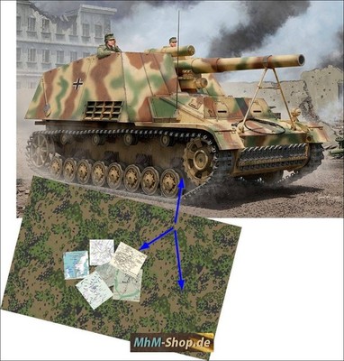 German Sd.Kfz.165 Hummel (Late Production)+ Tarndecke+ 6 Karten im Maßstab 1:16