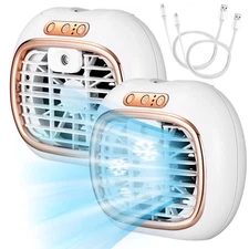 2 Pcs Portable Mini Air Conditioners Fan USB Rechargeable Mini Air Cooler 3 S...