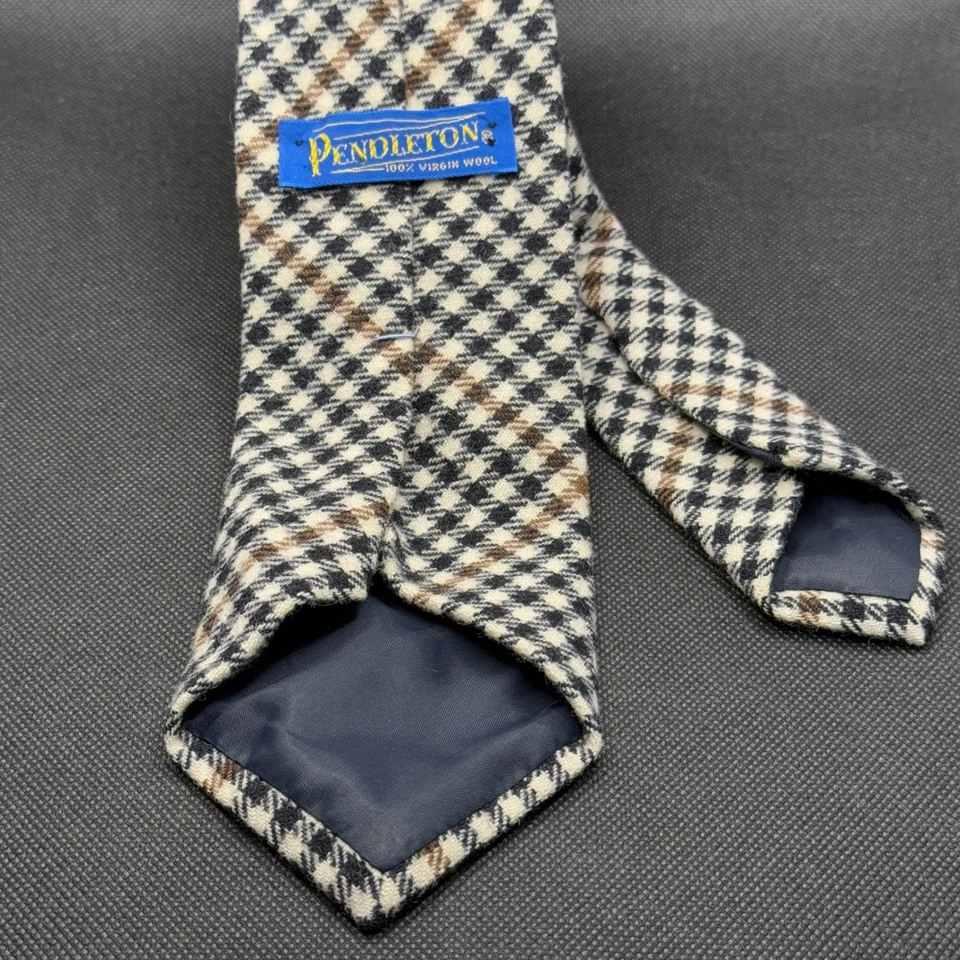 Corbata de lana a cuadros Pendleton vintage de pata de gallo para hombre hecha en EE. UU. 56" X 3" Foto 3 de 4