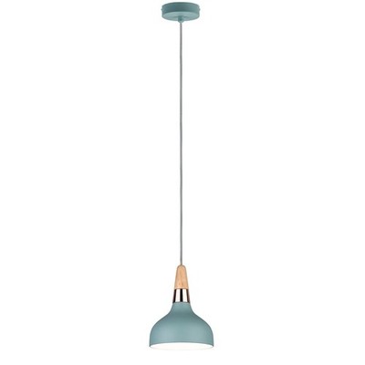 Pendelleuchte NEORDIC JUNA, 1-flammig, Softgrün / Kupfer / Holz, 16cm