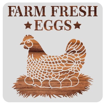 Hen Pattern Stencil 12x12-inch Farm Fresh Eggs Template for Wood Fabric