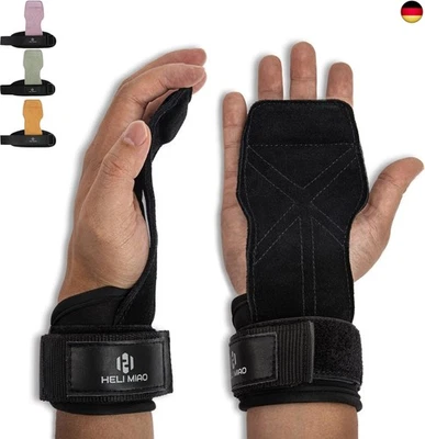 HELI MIAO Power Zughilfen Krafttraining, Fast Grip Leder Zughilfe-Handgelenksbandage für