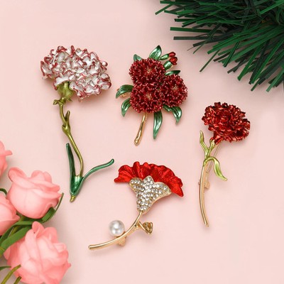 4PCS Sparkly Rhinestone Flower Brooch Gold Pin Perfect Mother s Day Gift for Her