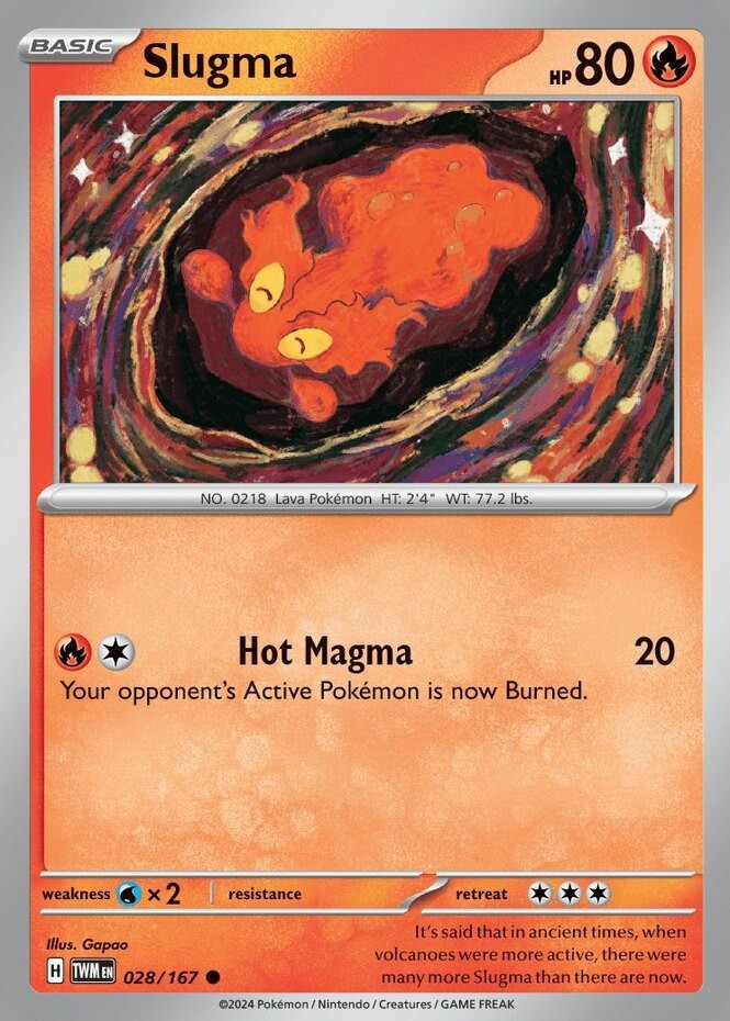 Slugma - 028/167 - Common - Reverse Holo - Near Mint