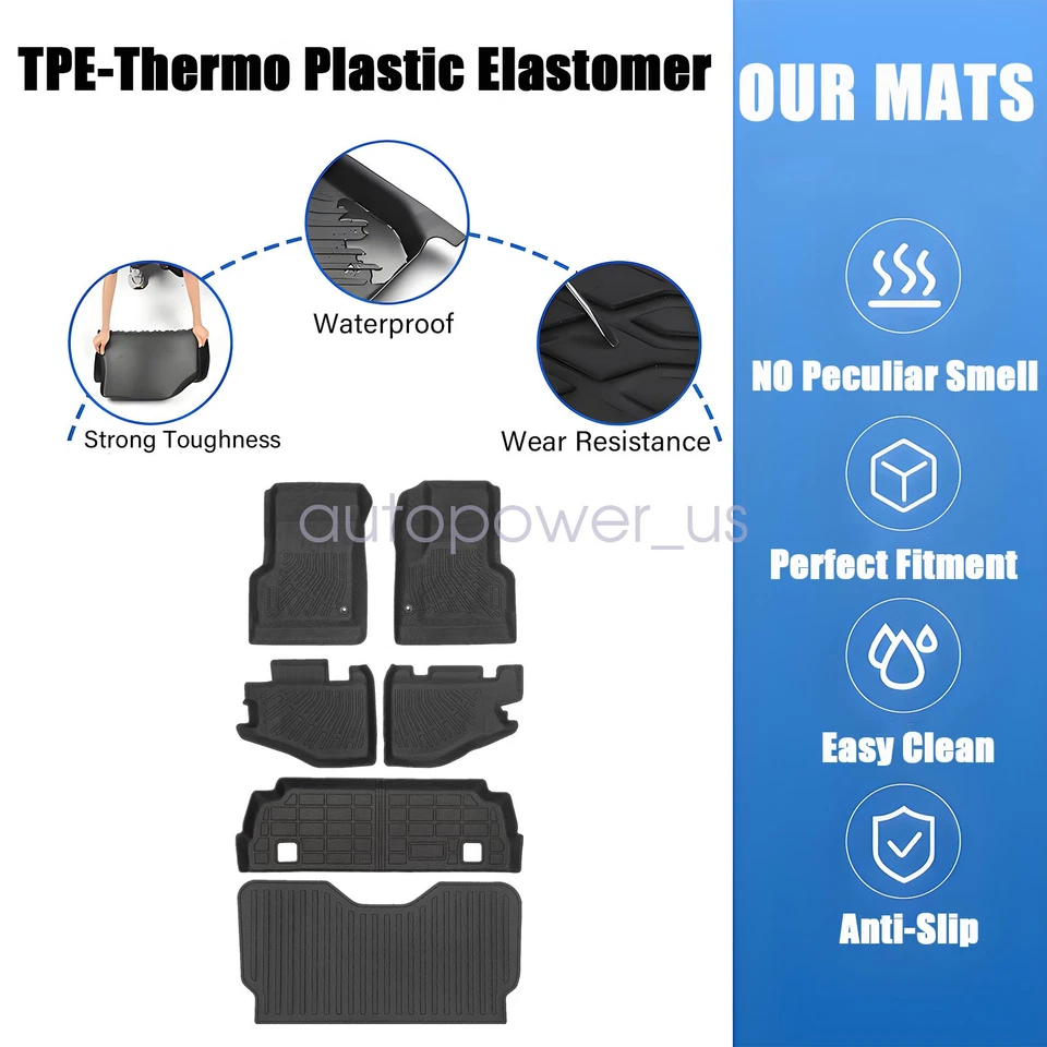 For 1997-2006 Jeep Wrangler TJ TPE 3D Floor Mats Trunk Cargo Liners All Weather - Изображение 3 из 4