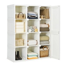 Foldable Armoire Wardrobe Closet Portable Wardrobe Closet w/ 12 Cubby Storage