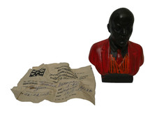 VINTAGE VLADIMIR LENIN RUSSIAN SOVIET CAST METAL STATUE  BUST WITH ORDER PAPER