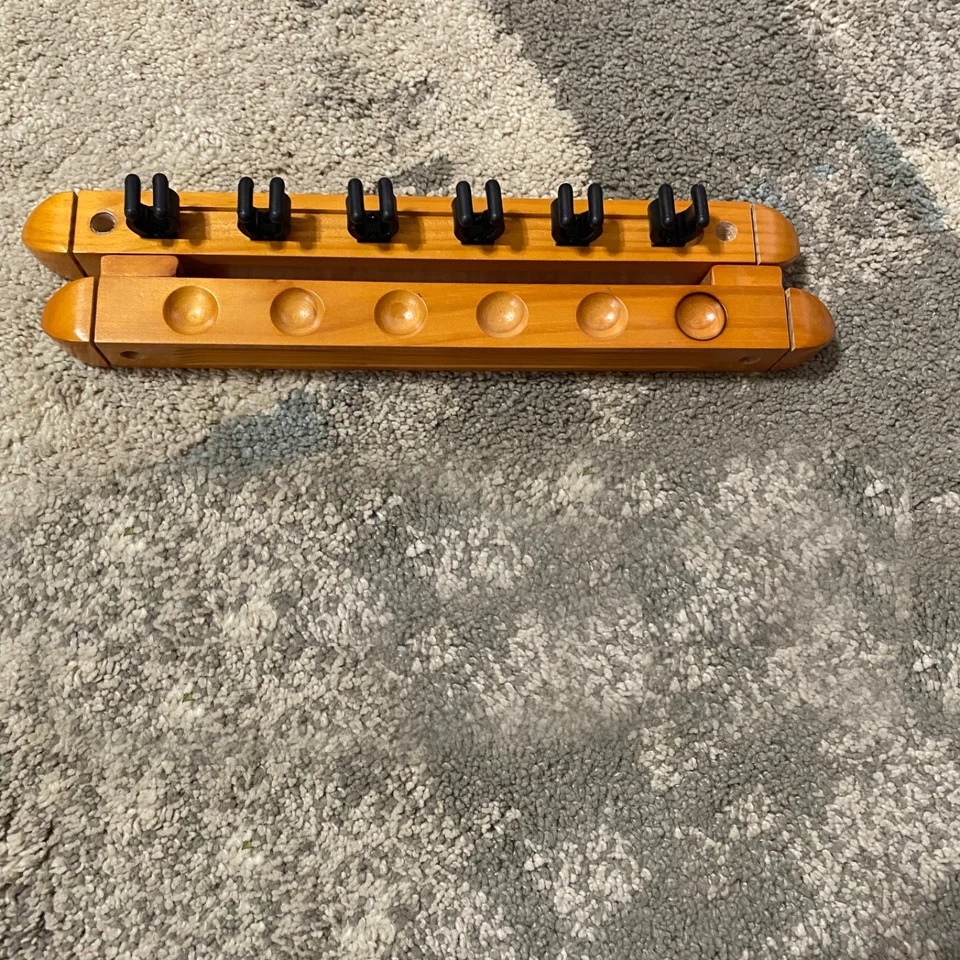 6 Tacos 2 Piezas Madera Montado en la Pared Billar Piscina Taco Palo Soporte Madera de Roble Foto 2 de 4