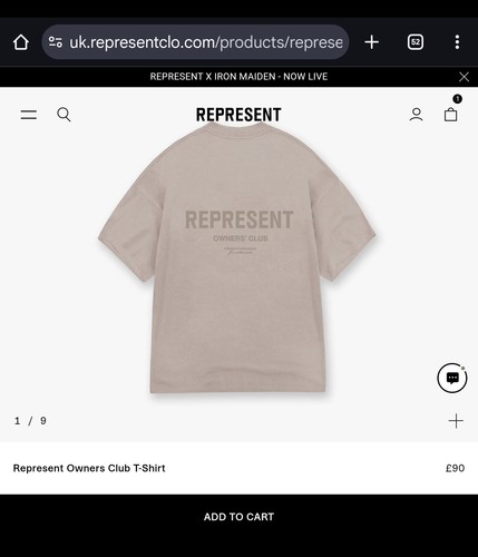 UVP90€ Represent Biege T Shirt Größe XL mit Etikett