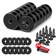 12 Pack Strong Neodymium Magnets, 20Lbs Black Countersunk Magnets for Wall Mount