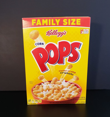 Corn Pops Cereal Brown Janitor 2017 Recalled - *Rare Family Size Box*