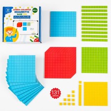 Simply magic 131 PCS Jumbo Magnetic Base Ten Blocks for Math, Place Value...