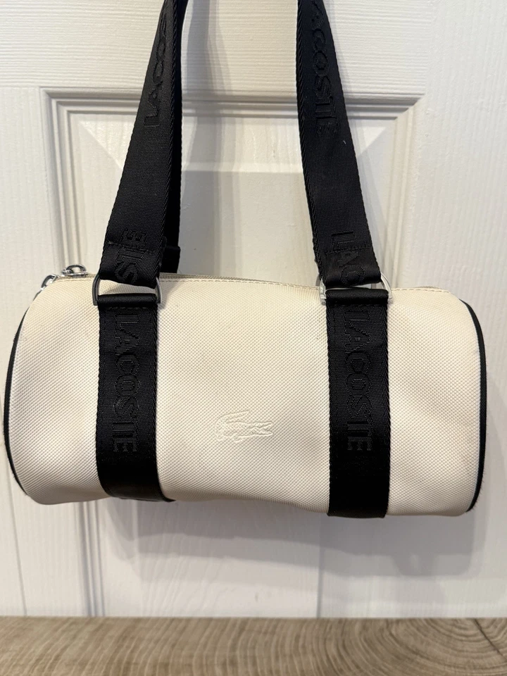 BOLSO DE MANO LACOSTE Vintage Clásico Blanco Negro - Usado  Foto 3 de 4