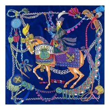 Hand Rolled Twill Silk Scarf Women 3 Giraffes Square Scarves Wrap Bandana Hijab