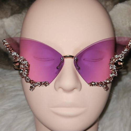 Purple Butterfly Rhinestone Sunglasses - Picture 7 of 7